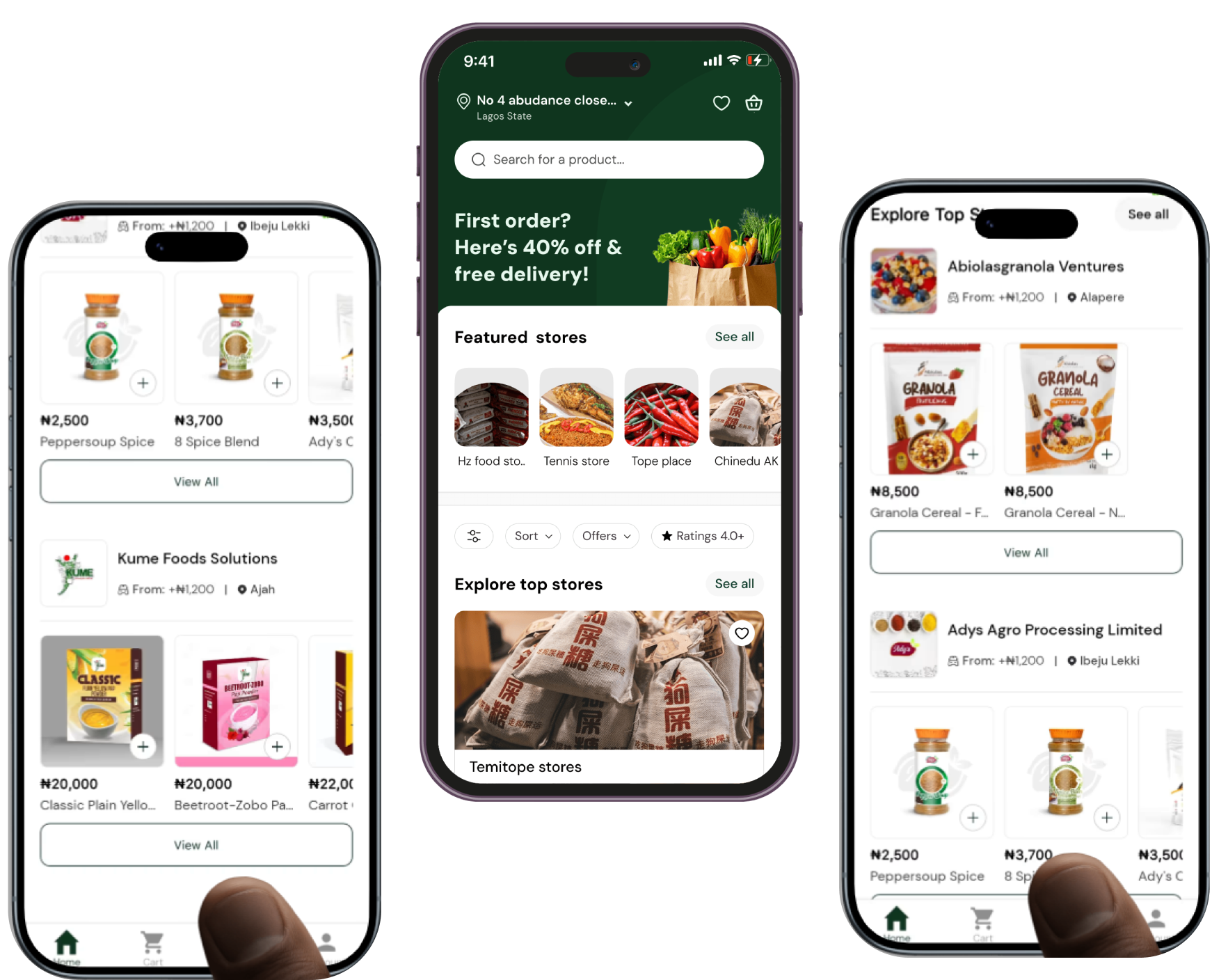 Bulkyy App Mockups showing grocery items and shopping interface